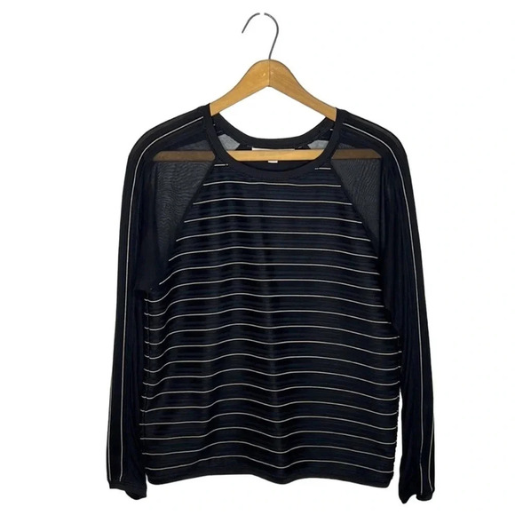 Jonathan Simkhai Black & White Striper Mesh Mixed Media Shirt - Picture 14 of 14